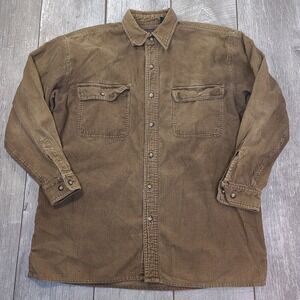 Rumors Shirt Mens Medium Brown Corduroy Button Cotton Long Sleeve Work Top